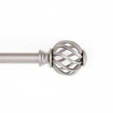 Mainstays 3/4" Nickel Twist Cage Adjustable Single Curtain Rod, 30 - 84"