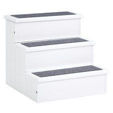 3 Step Wood Carpet Non Slip Pet Stairs Ramp for Cats and Small Dogs