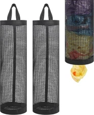2 Pack Hanging Plastic Bag Holder – Mesh Grocery Bag Organizer Dispenser