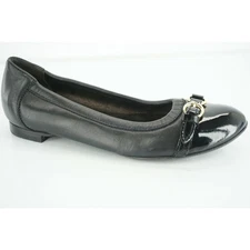 Attilio Giusti Leombruni Black Leather Cap Toe Ballet Flats Size 35 AGL Women's