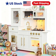 Play Kitchen Kids Wooden Kids Play Kitchen Playset Chef Pretend Play Set for