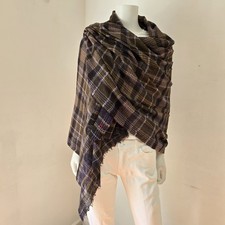 Moismont Fine Wool Plaid Scarf Wrap Foulard 704 Lightweight Tartan Olive Purple