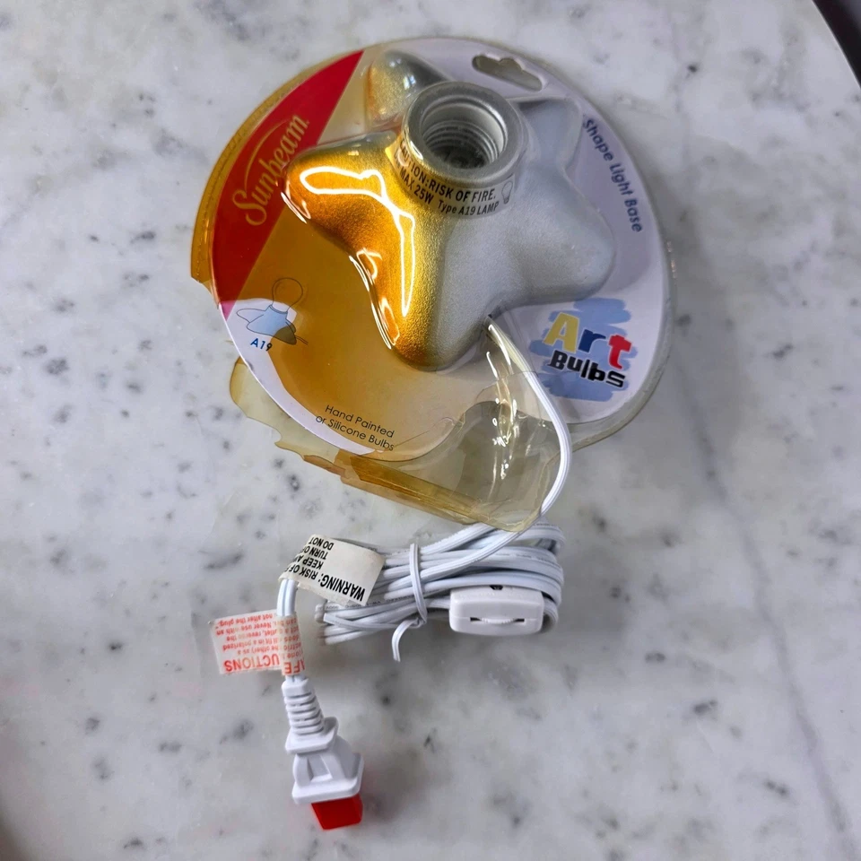 Sunbeam Art Bulbs Star Shape Light Base Silver Lamp NEW vtg 8413 Y2K on/off 8413 - Image 2 of 4