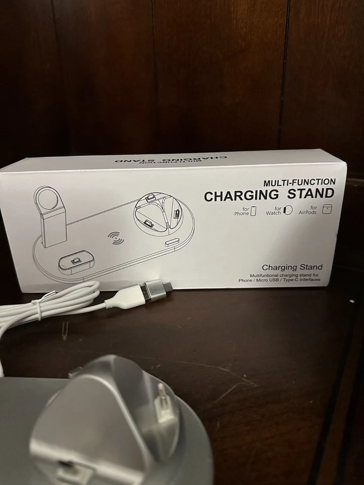 6 in 1 Fast Multi Function Charging Stand Wireless Phone Charging Station Silver - Image 4 of 4
