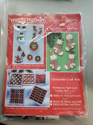 Mary Maxim Christmas Ornament pin needlepoint craft kit LOT Tree snowman L - Picture 2 of 8