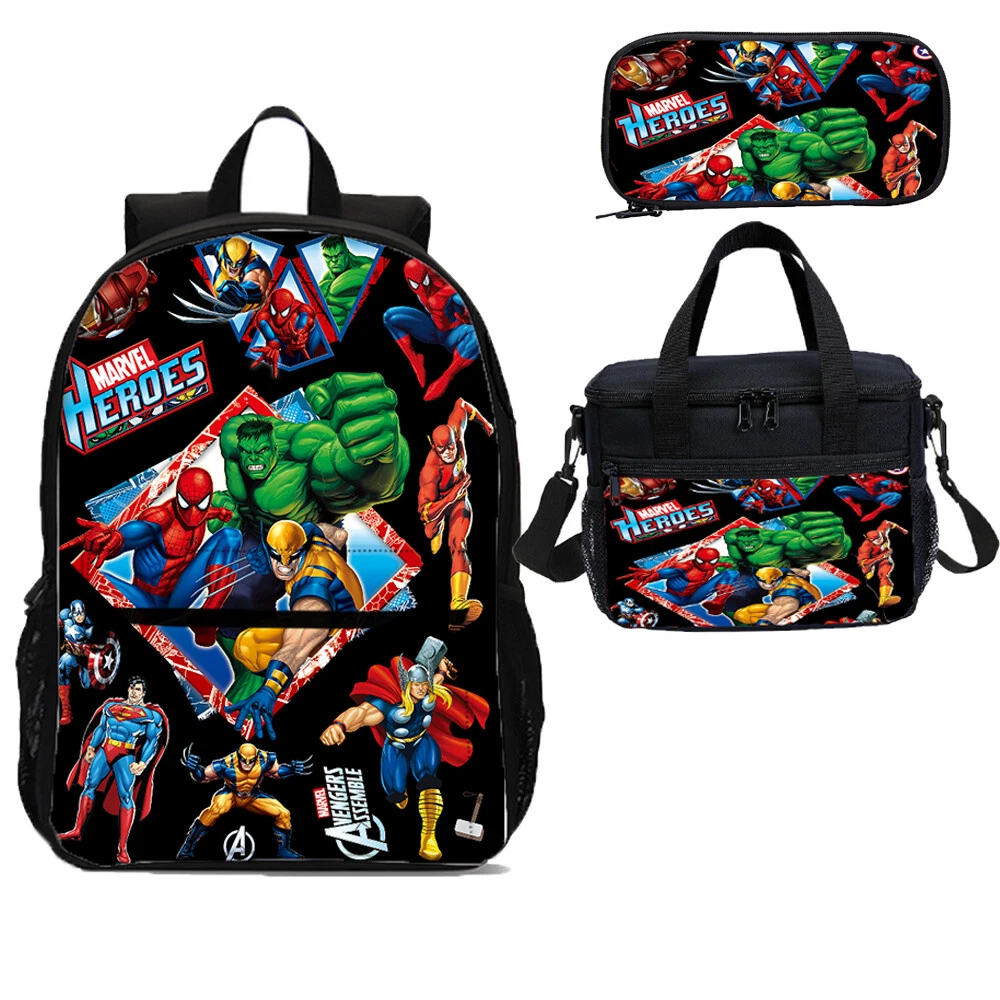 Marvel Avengers 4PCS School Bags Backpacks Set Shoulder Bags Lunch Bags Pen Bags