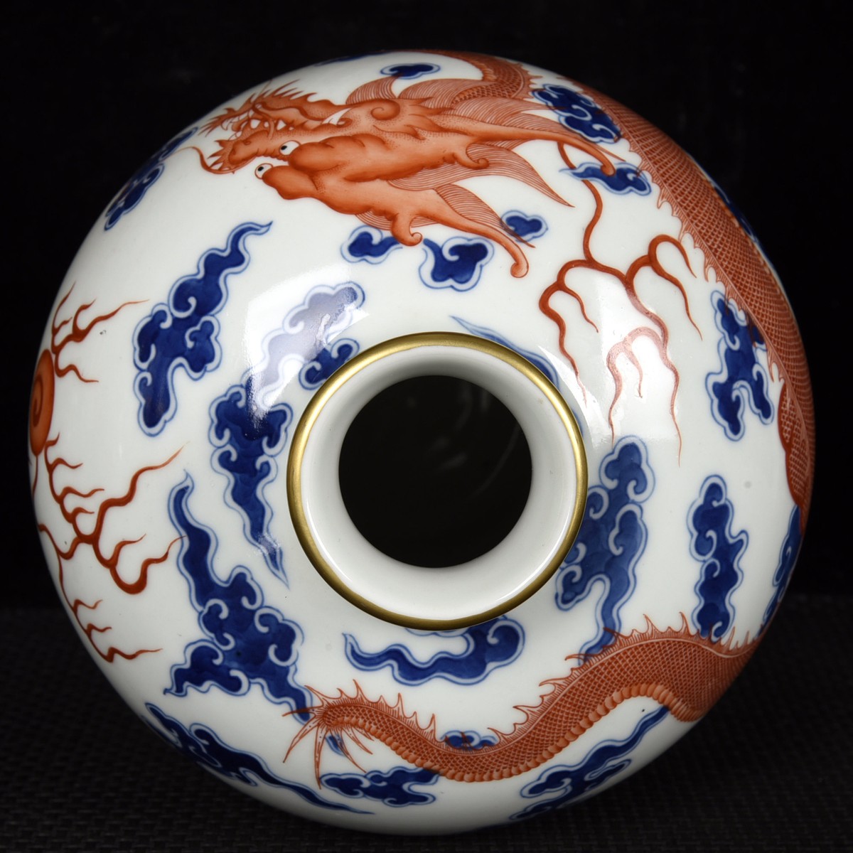 【骨董、貴重】龍神の壺 (高さ24、Φ26cm) 11.4