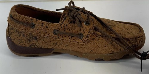 TWISTED X Driving Boat Shoe Spotted Moc Women 6.5 M Brown Leather Loafer WDM0060 - Picture 6 of 8