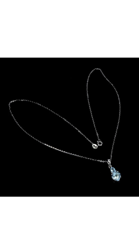 925 Sterling Silber Halskette Blau Topas 8mm Natur Edelstein Schmuck - Bild 2 von 4