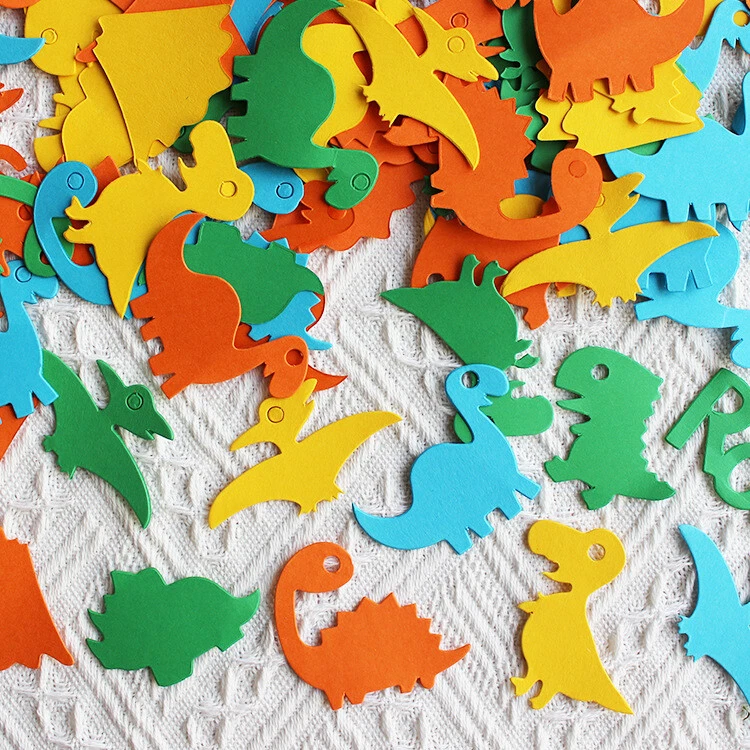 100 PIEZAS Roar Dinosaurio Papel Confeti Jurásico T-Rex Baby Shower Sprinkles Decoración Foto 3 de 4