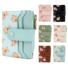 Cute Flowers Leather Small Wallet for Girls Women Bifold Cash Pocket Card Holder