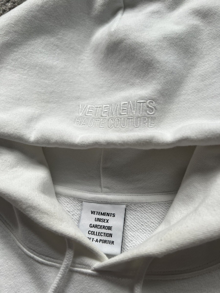 Vetements White Haute Couture Logo Oversized Hoodie Medium M