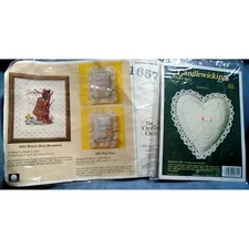 Lot of 2 Complete Craft kits Candlewicking Heart & Baby Infant Naptime Pillow!!
