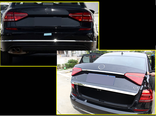 For VW Passat 2016-2020 Chrome Rear Trunk Tailgate Door Lid Cover Trim Strip 2PC - Picture 5 of 6