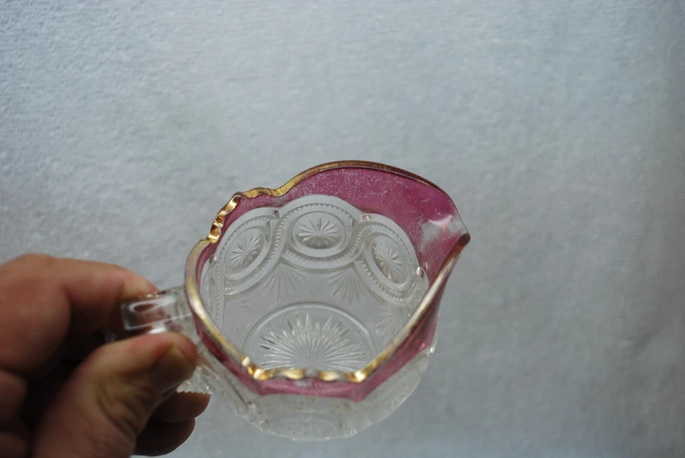 GREAT VICTORIAN US GLASS STAR IN BULL'S EYE RUBY STAINED EAPG CREAMER 1905 - Image 4 of 4