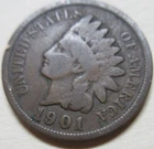 1901 US Small Cent Indian Head Coin. 1 PENNY 1p 1c (U224, 238,RP)
