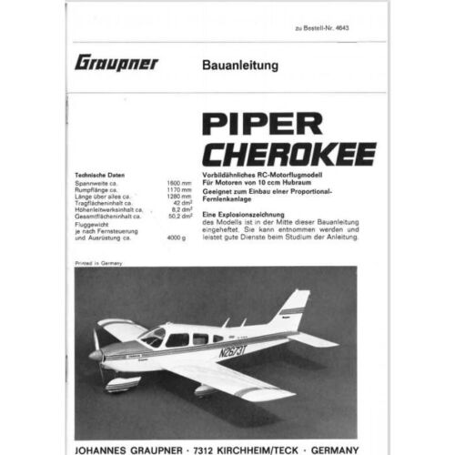 Bauplan Piper Cherokee Modellbauplan - Bild 1 von 1