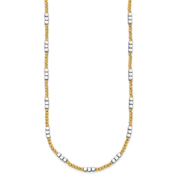 14K Solid Two Tone Gold Ball Chain Necklace | eBay
