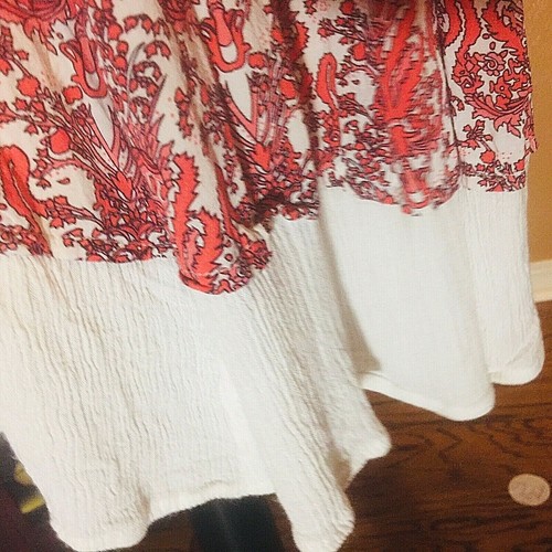 Altar'd State Red Ivory Artsy Boho Sleeveless hi low tank keyhole back dress S - Picture 8 of 11