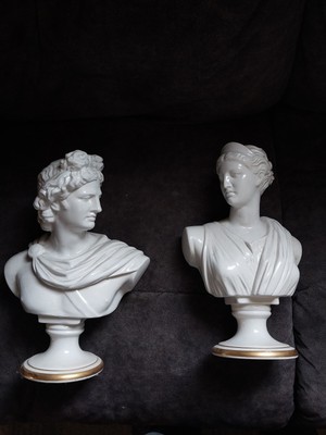 Artemis And Apollo Statues Bust