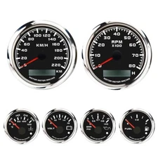 W PRO 6 Gauge Set 85mm GPS Speedometer 220 KMH Waterproof Car Marine Boat Truck