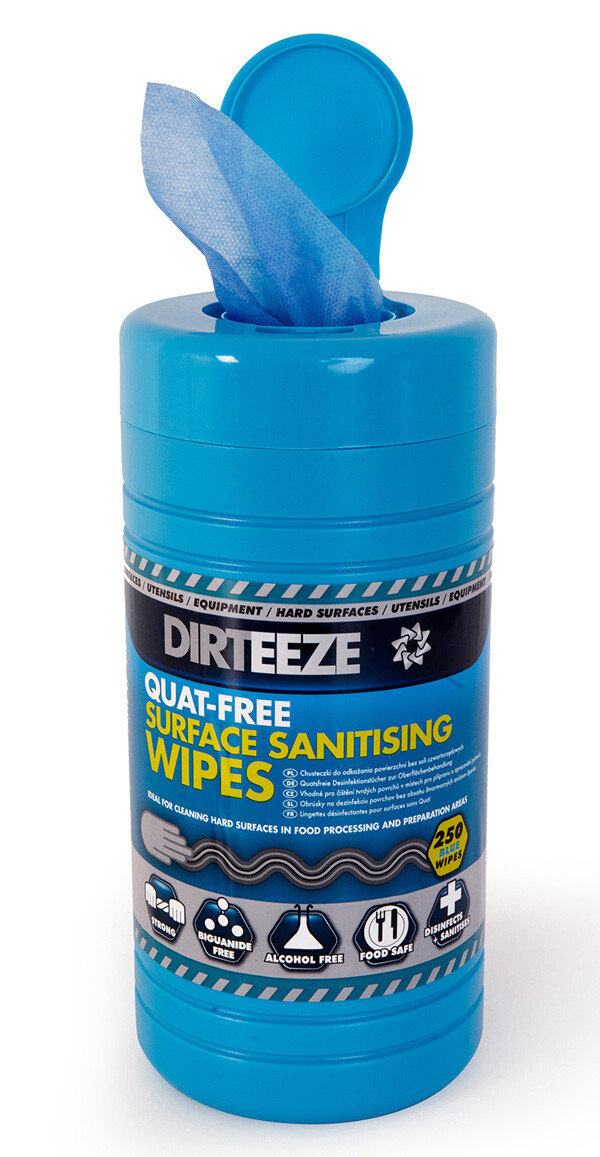 DIRTEEZE QUAT-FREE SURFACE SANITISING WIPES BLUE
