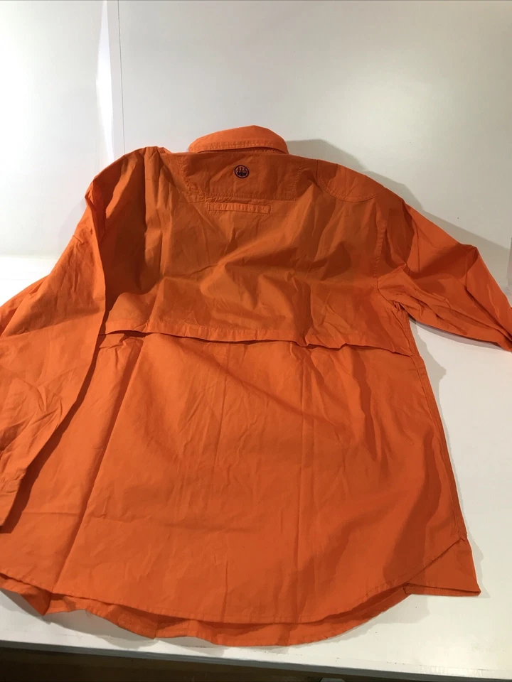Camisa Beretta Para Hombre XL Naranja Manga Larga Parche para el Hombro Caza Tiro Foto 3 de 4