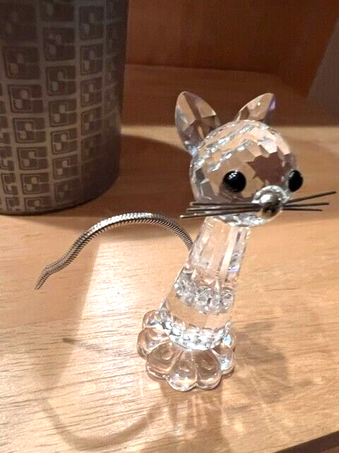 Vintage Swarovski Silver Crystal Cat (Art.7634NR070000) Figurine