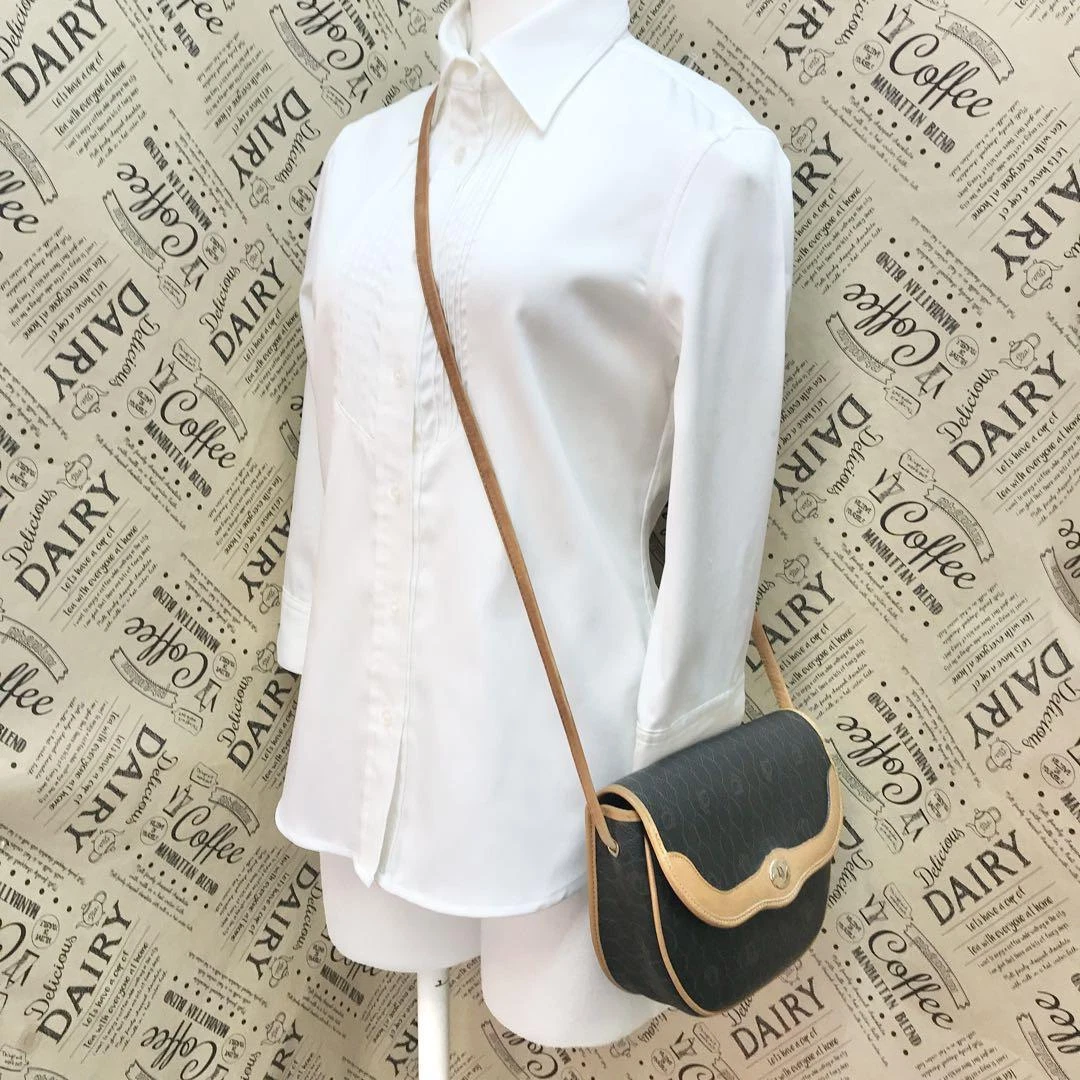 Christian Dior Sac à Bandoulière Logo PVC Cuir Noir Femme Cadeau DE JAPON