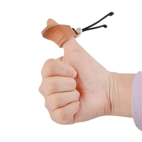Cow Leather Finger Guard Archery Thumb Ring Protect Gear Adjustable Bow Shooting - Picture 7 of 12