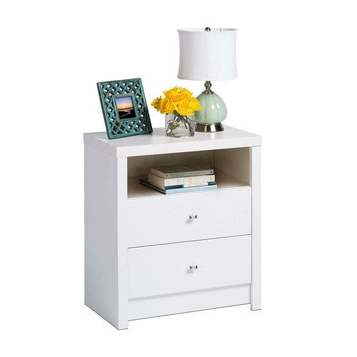Prepac WDNH-0529-1 Calla Tall 2 Drawer Nightstand, White  - Picture 2 of 6