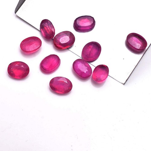 11 Pcs Natural Ruby Stunning Red 8mm-9mm Oval Faceted Cut Loose Gemstones Lot - Picture 2 of 5