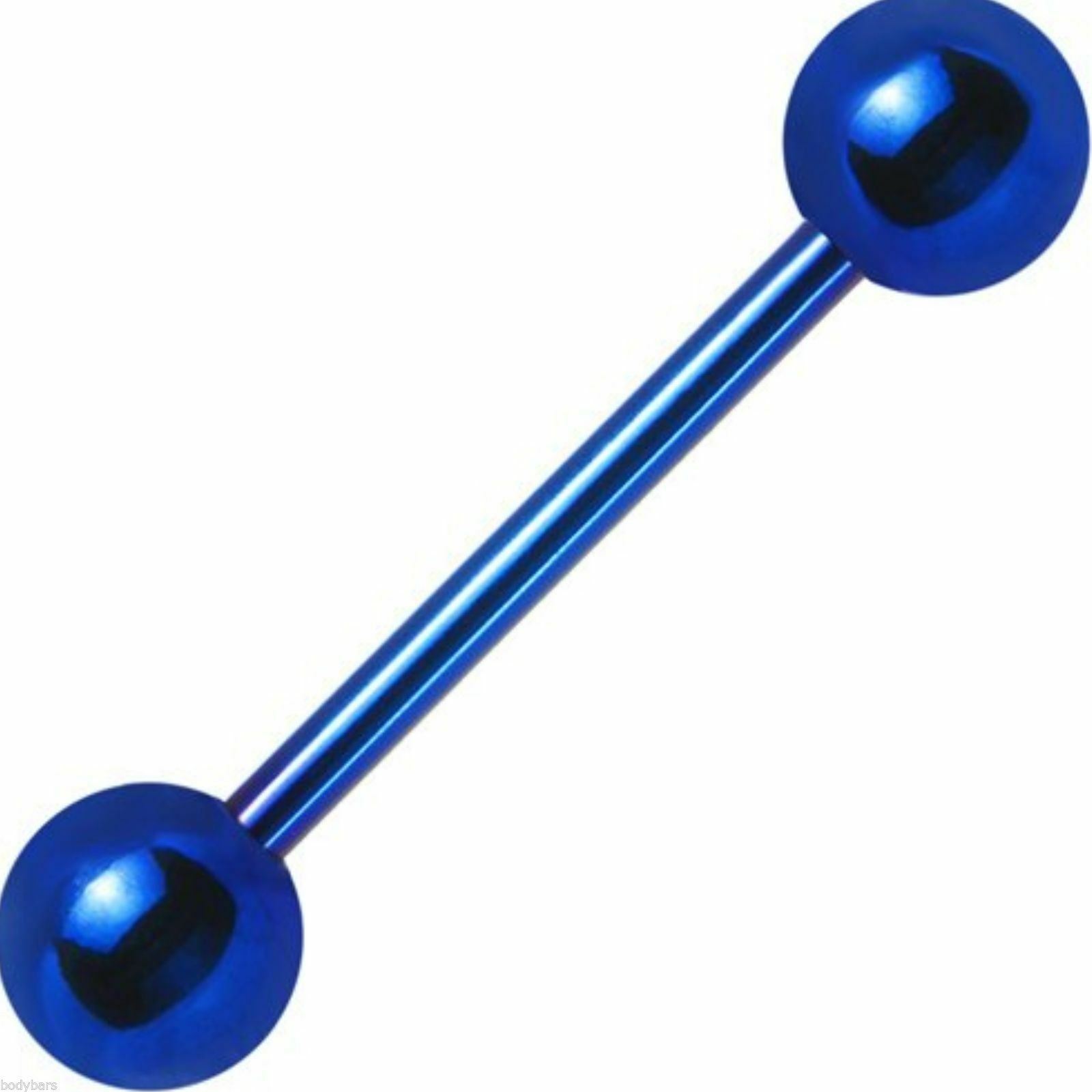 Barbell Piercing Bar Universal Usage Anodized Blue Ear Nipple Tongue 14g 18mm