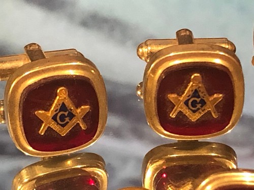 Lotto cravatte/maniglie massoniche vintage Flex-Cet rosso 3 pz/nero/tono oro - Foto 4 di 20