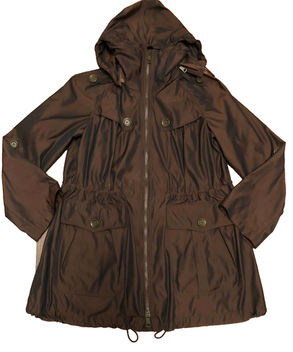 Burberry Authentic Brit Burgundy metallic bronze Anorka hooded jacket Coat 6