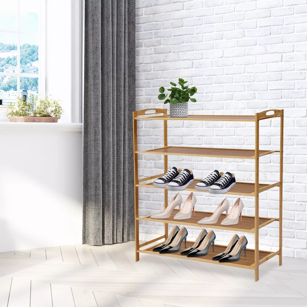 Mutil-tier Shoe Rack For Entryway, Bamboo Shoe Rack For Closet And