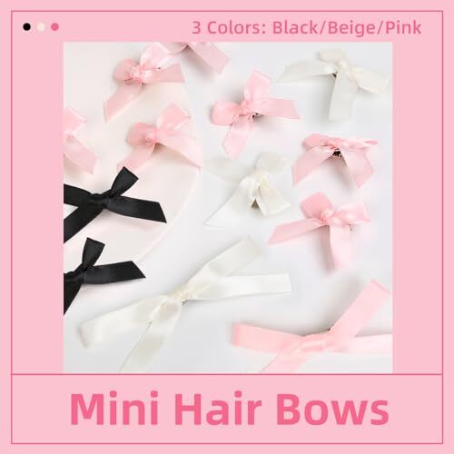 36PCS Bow Hair Clips - 3 Colors Small Bowknot Hair Clips Pink Bows for Hair - Picture 3 of 7