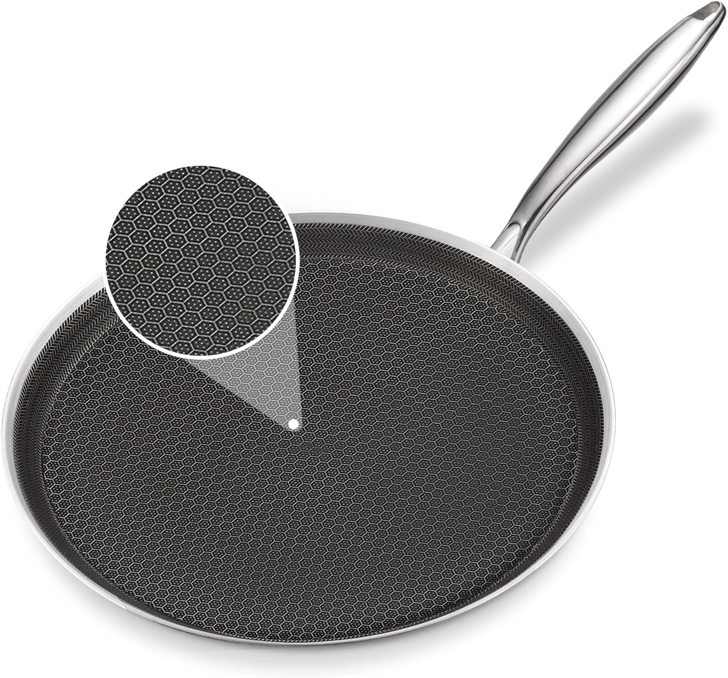 30cm Pancake Pan Nonstick, Stainless Steel for Stove Top, PFOA Free, Flat Frying