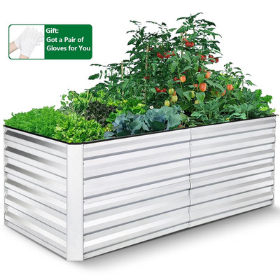 6x3x2ft Large Galvanized Raised Garden Bed Outdoor Vegetables Flowers Planter US