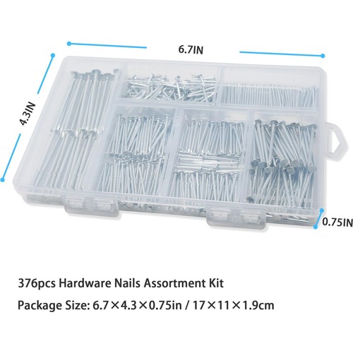 376pcs Premium Hardware Nails Assortment Kit, Maximum Length 2 Inches Galvani... - Picture 8 of 8