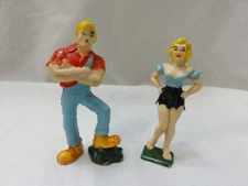 LI L ABNER & Daisy Mae ~ VINTAGE ACTION FIGURE MARX TOYS Plastic 1950'S