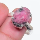 Natural Rhodonite Gemstone 925 Sterling Silver Jewelry All Size Ring For Gift