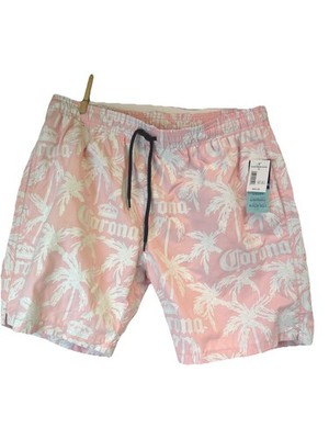Corona Color Changing Men s Swim Shorts Size M New With Tags  Pink Palm Trees