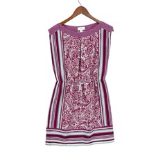 LOFT Dress Short Sleeve Paisley Scarf Sheath Pink Small W606