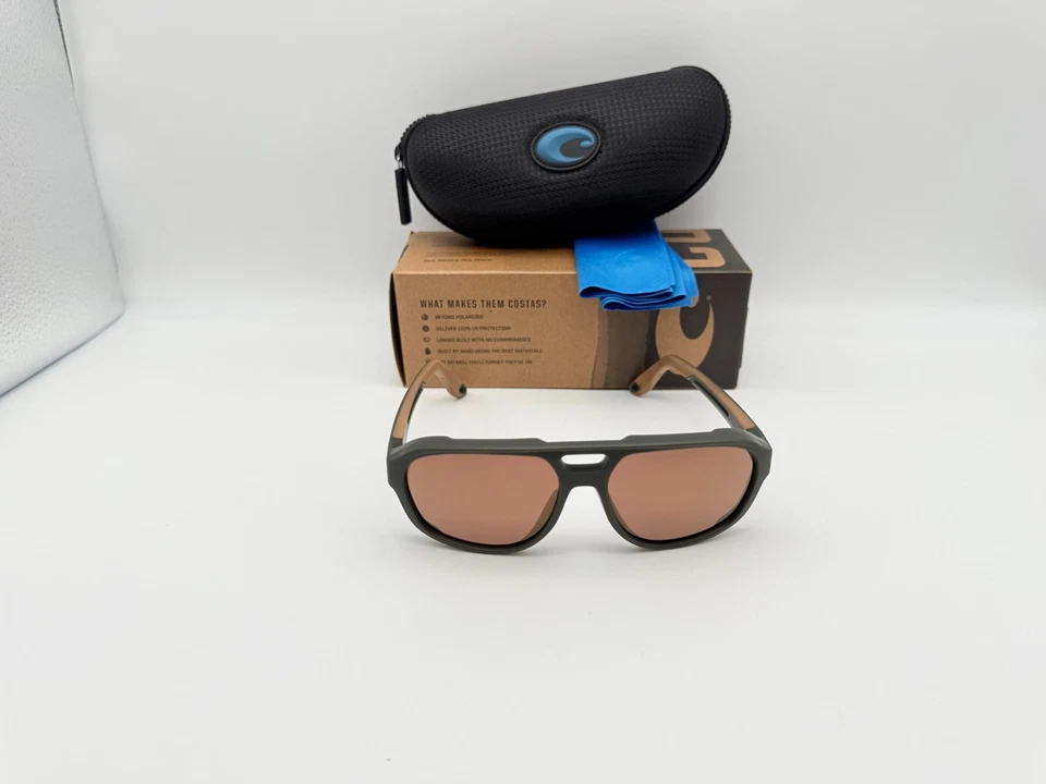 NUEVO Gafas de sol polarizadas Costa Del Mar STREET HEAT mate oliva/dorado espejo 580P Foto 2 de 4