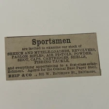 Reip & Co Breech & Muzzle-Loaders Revolvers Baltimore 1878 Clipping SAI4-S51