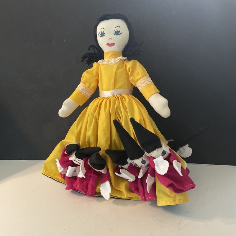 Topsy Turvy  Snow White & the Seven Dwarfs & Witch rag doll vintage