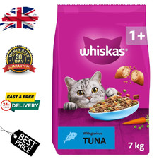 WHISKAS 1+ Adult Dry Cat Food with Tuna 7kg – Bulk Cat Biscuits 4.84 per kilo