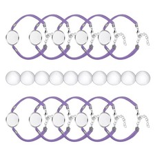 Bracelet Blanks for Jewelry Making 10pcs 20mm Purple/Silver