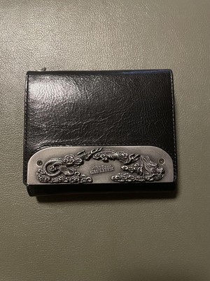 Jean Paul GAULTIER Metal Dragon Plate Wallet Bi-fold Wallet Black